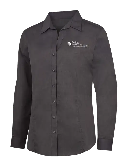 Womens Soft Black Crosshatch Easy Care Shirt w/Berkley RSS logo