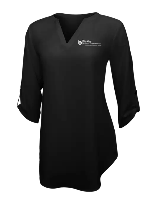 Womens Black 3/4 Sleeve Tunic Blouse w/Berkley RSS logo