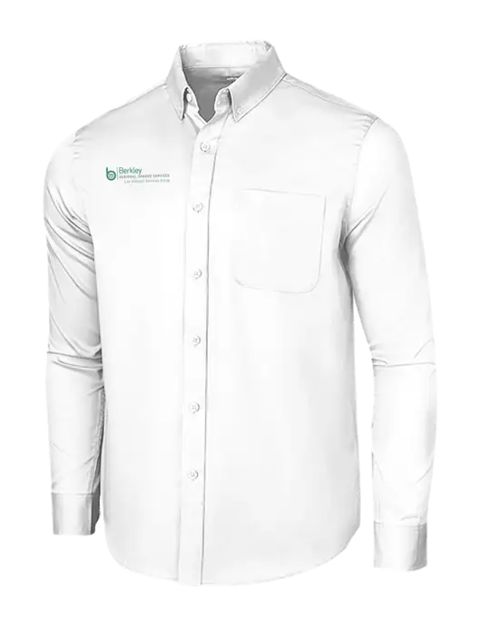 Long Sleeve White Superpro React Twill Shirt w/Berkley RSS logo