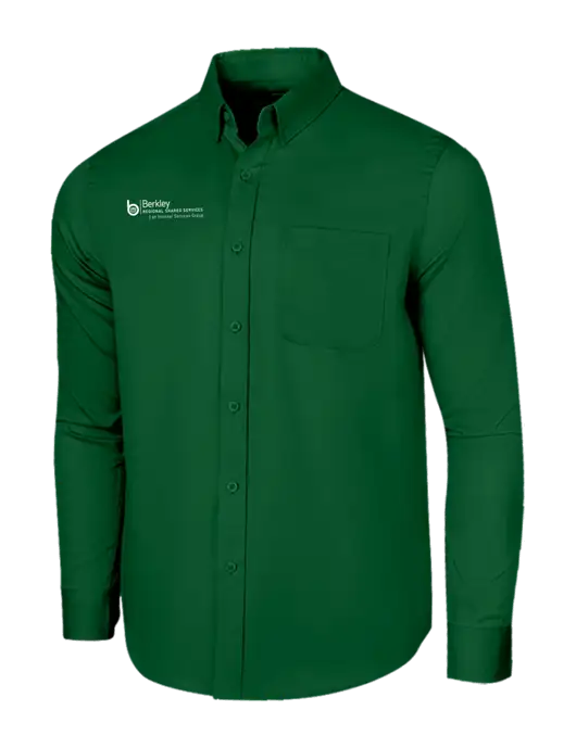 Long Sleeve Dark Green Superpro React Twill Shirt w/Berkley RSS logo
