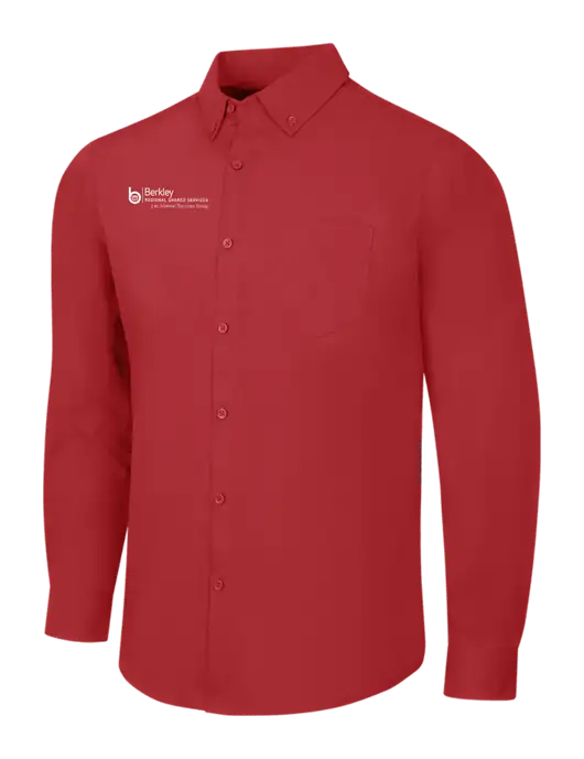 Red Long Sleeve Carefree Poplin Shirt w/Berkley RSS logo