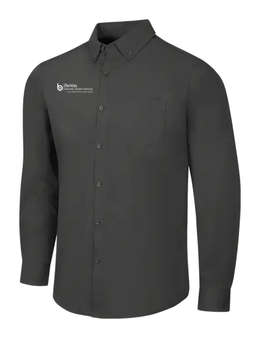 Dark Grey Long Sleeve Carefree Poplin Shirt w/Berkley RSS logo
