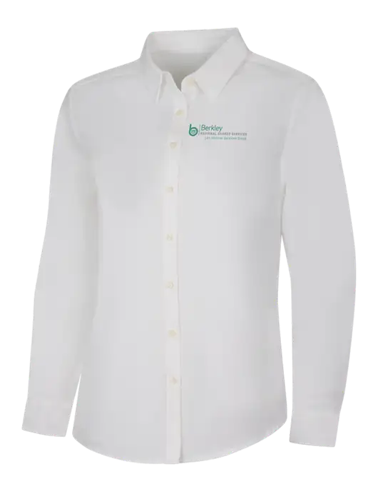 Womens White Long Sleeve Superpro React Twill Shirt w/Berkley RSS logo