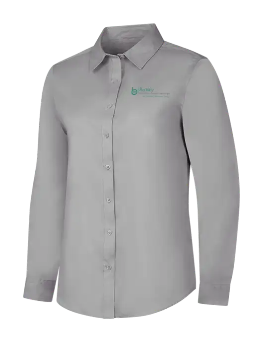 Light Grey Womens Long Sleeve Superpro React Twill Shirt w/Berkley RSS logo