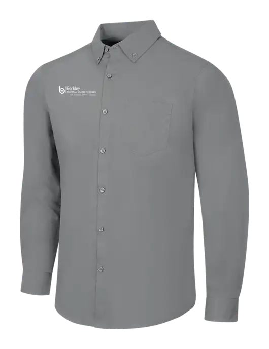 Medium Grey Long Sleeve Carefree Poplin Shirt w/Berkley RSS logo