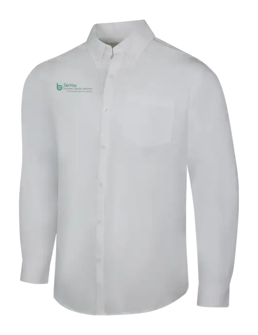 White Long Sleeve Carefree Poplin Shirt w/Berkley RSS logo