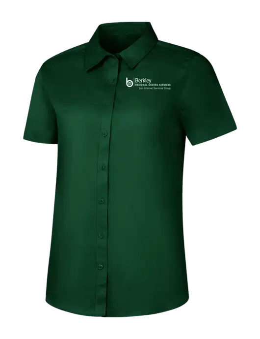 Womens Dark Green Short Sleeve Superpro React Twill Shirt w/Berkley RSS logo