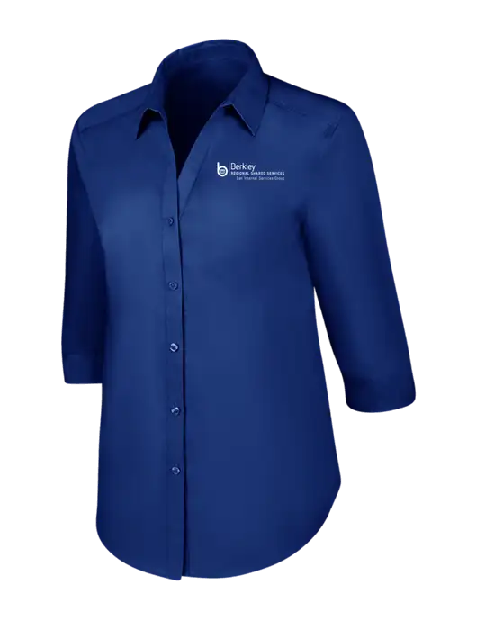 Womens Royal 3/4 Sleeve Carefree Poplin Shirt w/Berkley RSS logo