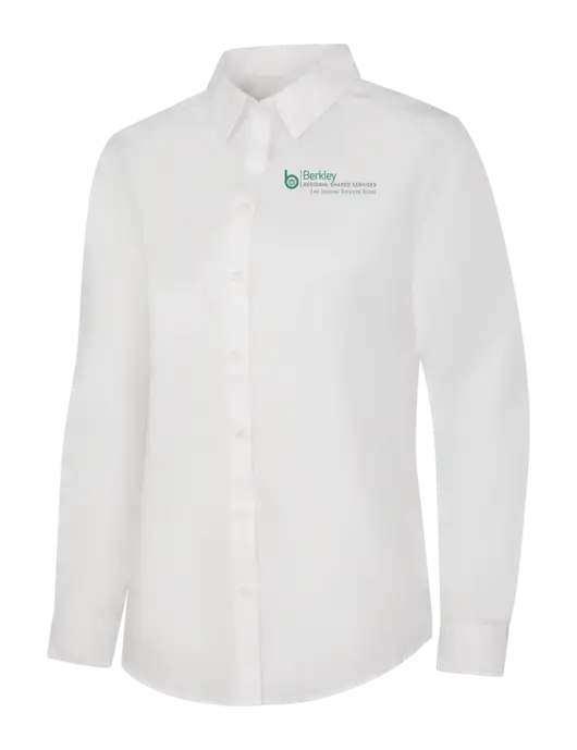 Womens White Long Sleeve Carefree Poplin Shirt w/Berkley RSS logo
