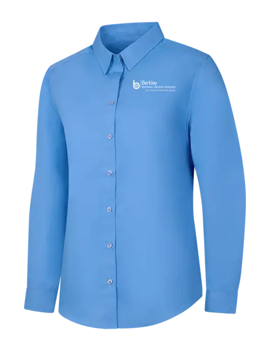 Womens Carolina Blue Long Sleeve Carefree Poplin Shirt w/Berkley RSS logo