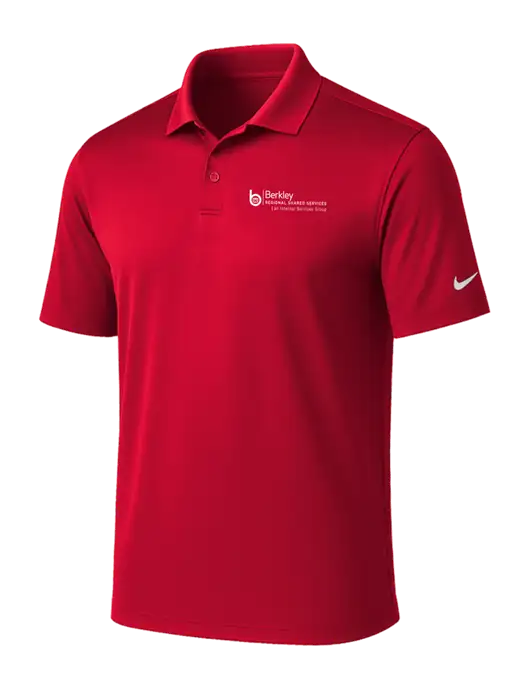 NIKE Red Victory Solid Polo w/Berkley RSS logo