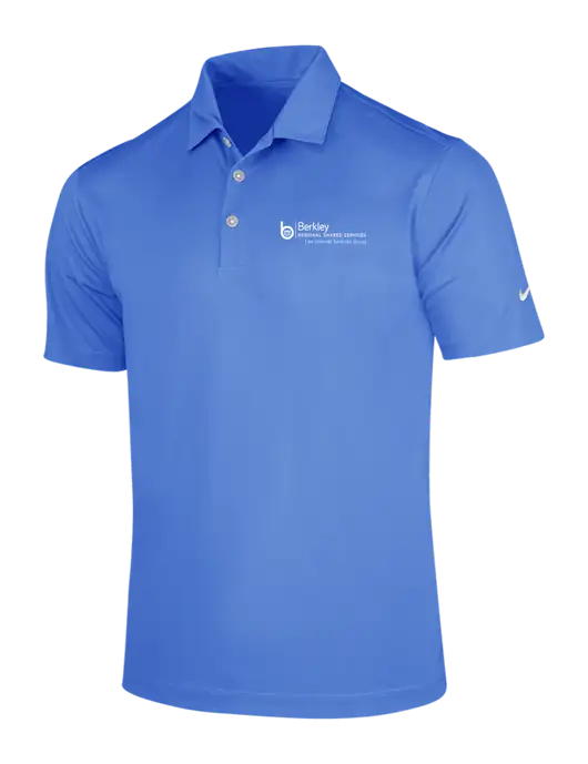 NIKE Light Royal Blue Dri-Fit Vertical Mesh Polo w/Berkley RSS logo
