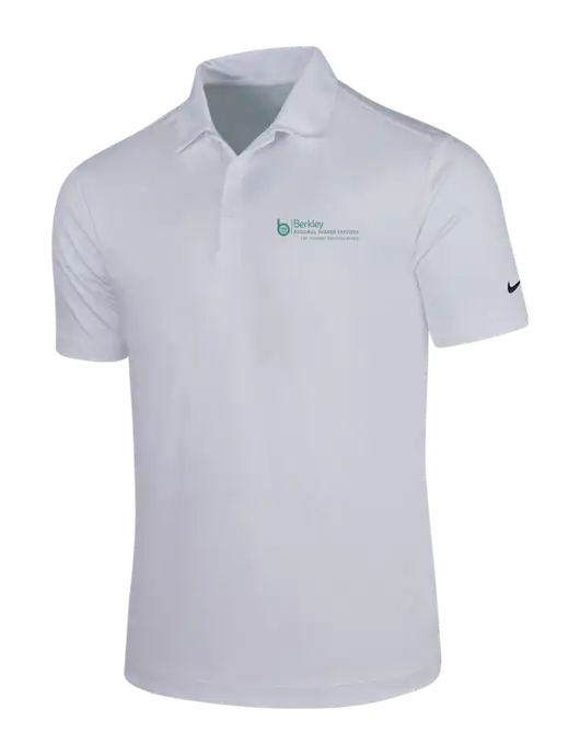 NIKE White Dri-Fit Vertical Mesh Polo w/Berkley RSS logo