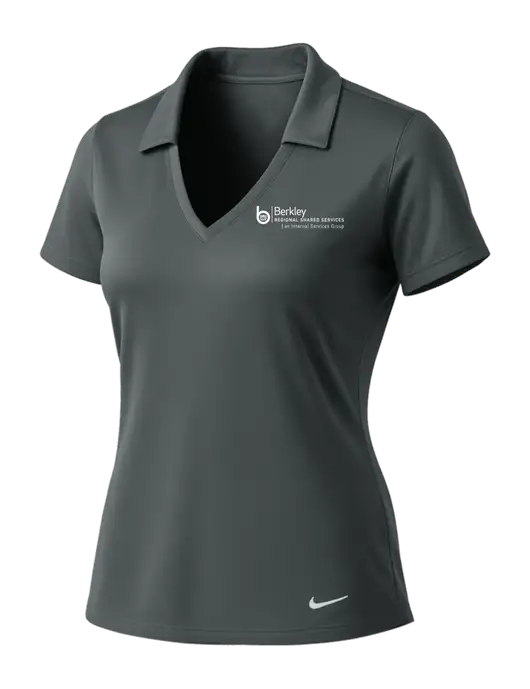 NIKE Dark Grey Womens Dri-Fit Vertical Mesh Polo w/Berkley RSS logo