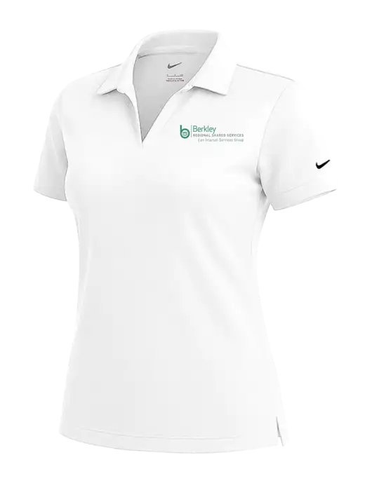 NIKE White Womens Dri-Fit Micro Pique Polo w/Berkley RSS logo