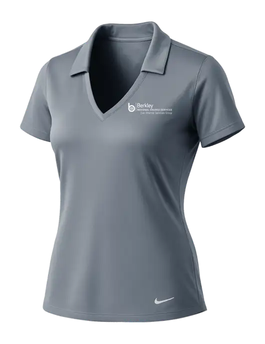 NIKE Medium Grey Womens Dri-Fit Vertical Mesh Polo w/Berkley RSS logo