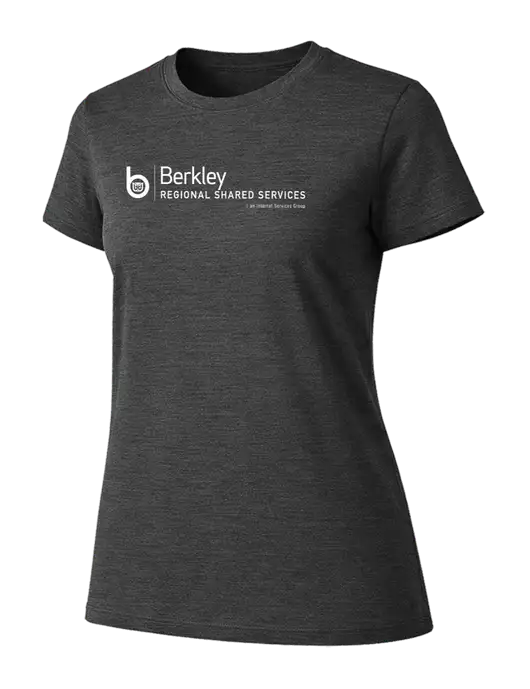 Womens Ring Spun Dark Heather Grey 4.5 oz T-Shirt w/Berkley RSS logo