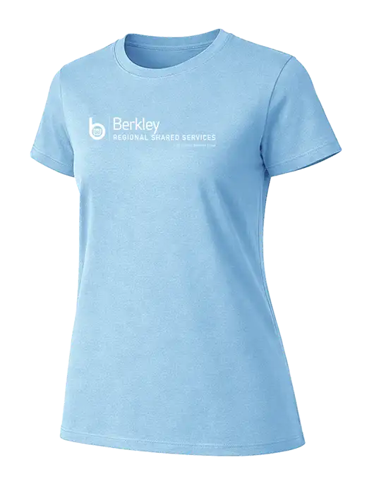 Womens Ring Spun Light Blue 4.5 oz T-Shirt w/Berkley RSS logo