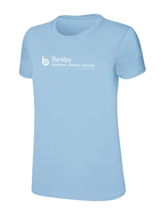 Womens Ring Spun Light Blue 4.5 oz T-Shirt w/Berkley RSS logo