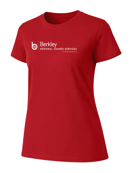 Womens Ring Spun Bright Red 4.5 oz T-Shirt w/Berkley RSS logo