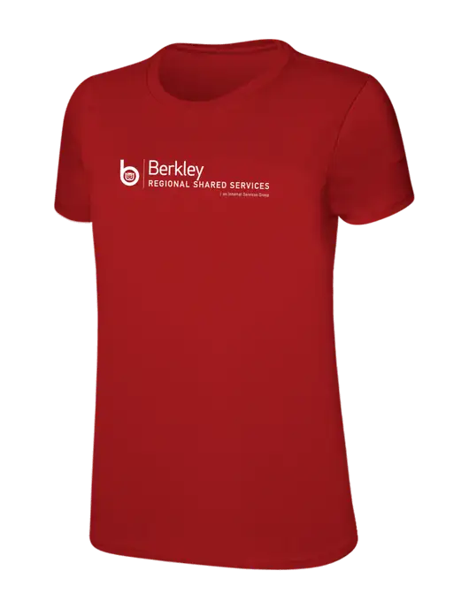 Womens Ring Spun Bright Red 4.5 oz T-Shirt w/Berkley RSS logo