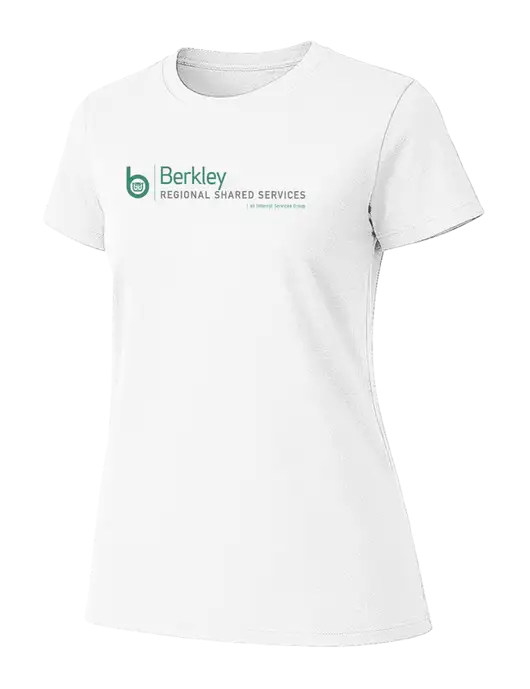 Womens Ring Spun White 4.5 oz T-Shirt w/Berkley RSS logo
