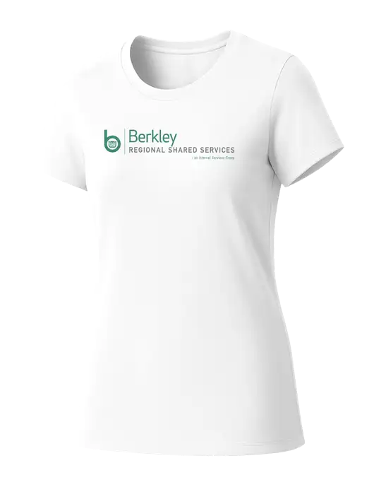Womens Seriously Soft White T-Shirt w/Berkley RSS logo