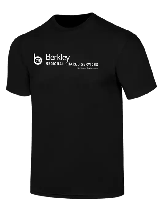 Simply Soft Black 4.5oz  Poly/Combed Ring Spun Cotton T-Shirt w/Berkley RSS logo