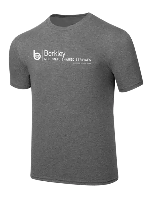 Simply Soft Heathered Medium Grey 4.5oz  Poly/Combed Ring Spun Cotton T-Shirt w/Berkley RSS logo