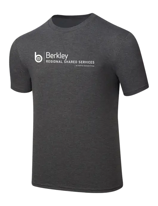 Simply Soft Heathered Charcoal 4.5oz  Poly/Combed Ring Spun Cotton T-Shirt w/Berkley RSS logo