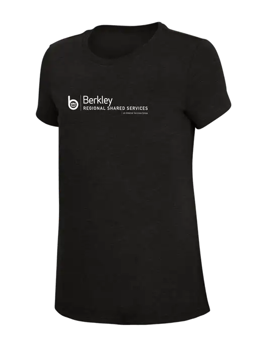 Womens Simply Soft Black 4.5oz Poly/Combed Ring Spun Cotton T-Shirt w/Berkley RSS logo