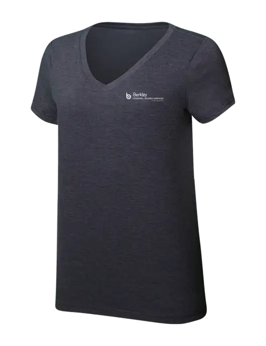 Womens Simply Soft V-Neck Heather Charcoal 4.5oz  Poly/Combed Ring Spun Cotton T-Shirt w/Berkley RSS logo