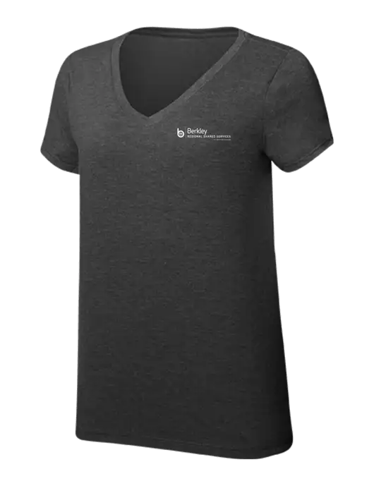 Womens Simply Soft V-Neck Black Frost 4.5oz  Poly/Combed Ring Spun Cotton T-Shirt w/Berkley RSS logo