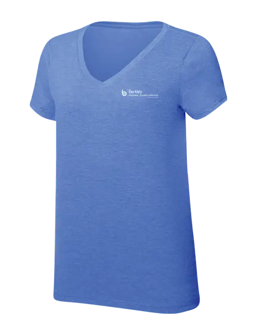 Womens Simply Soft V-Neck Royal Frost 4.5oz  Poly/Combed Ring Spun Cotton T-Shirt w/Berkley RSS logo