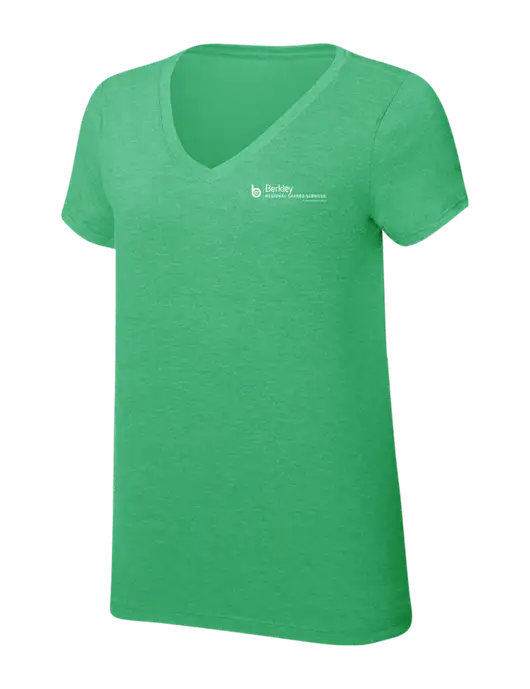 Womens Simply Soft V-Neck Green Frost 4.5oz  Poly/Combed Ring Spun Cotton T-Shirt w/Berkley RSS logo