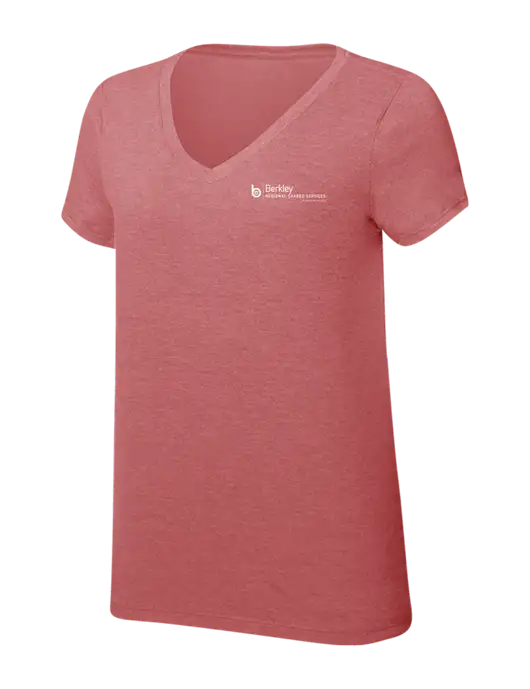 Womens Simply Soft V-Neck Blush Frost 4.5oz  Poly/Combed Ring Spun Cotton T-Shirt w/Berkley RSS logo