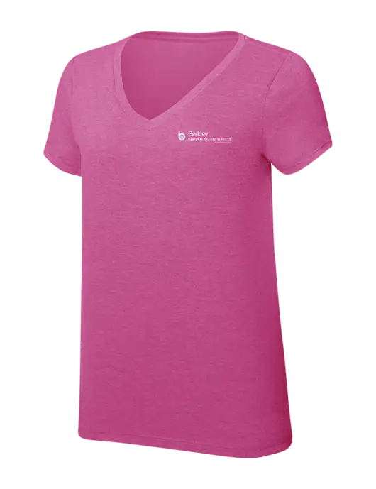 Womens Simply Soft V-Neck Fuschia Frost 4.5oz  Poly/Combed Ring Spun Cotton T-Shirt w/Berkley RSS logo