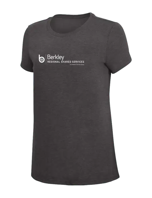 Womens Simply Soft Heather Charcoal 4.5oz  Poly/Combed Ring Spun Cotton T-Shirt w/Berkley RSS logo