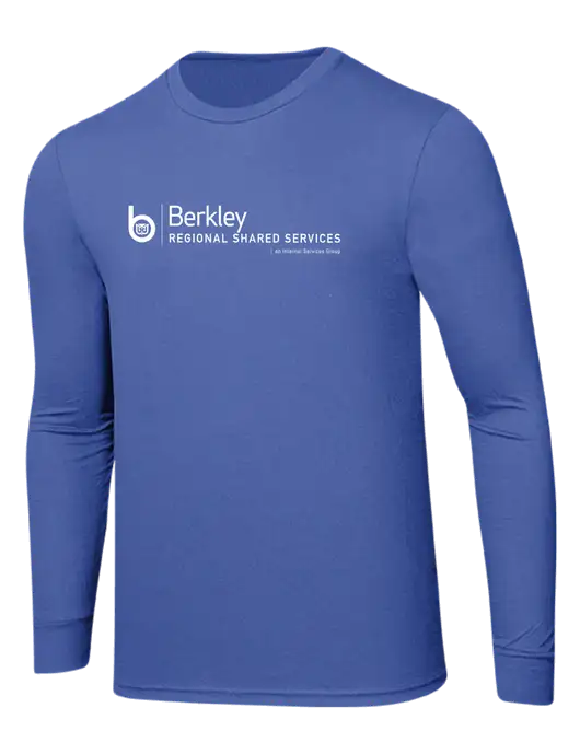 Simply Soft Long Sleeve Royal Frost 4.5 oz, Poly/Combed Ring Spun Cotton T-Shirt w/Berkley RSS logo