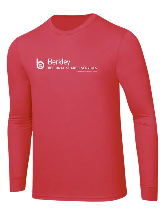 Simply Soft Long Sleeve Red Frost 4.5 oz, Poly/Combed Ring Spun Cotton T-Shirt w/Berkley RSS logo