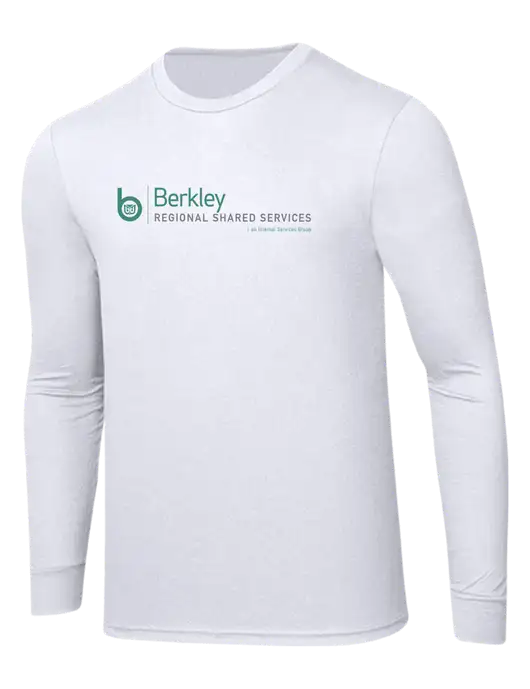 Simply Soft Long Sleeve White 4.5 oz, Poly/Combed Ring Spun Cotton T-Shirt w/Berkley RSS logo