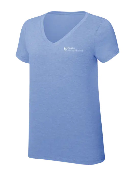 Womens Simply Soft V-Neck Maritime Frost 4.5oz  Poly/Combed Ring Spun Cotton T-Shirt w/Berkley RSS logo