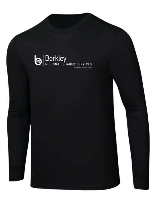 Simply Soft Long Sleeve Black 4.5 oz, Poly/Combed Ring Spun Cotton T-Shirt w/Berkley RSS logo