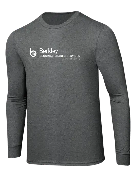 Simply Soft Long Sleeve Medium Grey Frost 4.5 oz, Poly/Combed Ring Spun Cotton T-Shirt w/Berkley RSS logo