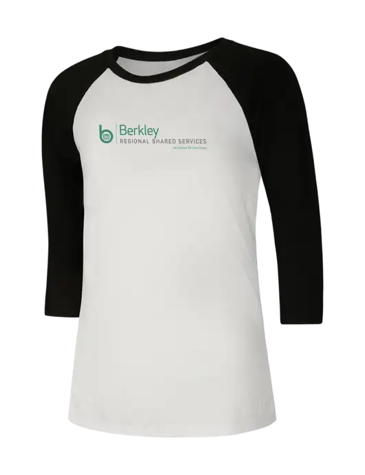 Womens Simply Soft 3/4 Sleeve Black/White Ring Spun Cotton T-Shirt w/Berkley RSS logo