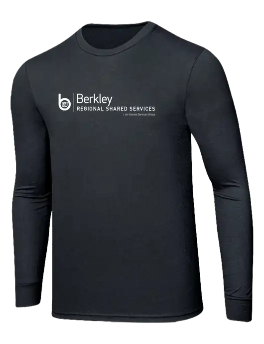 Simply Soft Long Sleeve Black Frost 4.5 oz, Poly/Combed Ring Spun Cotton T-Shirt w/Berkley RSS logo