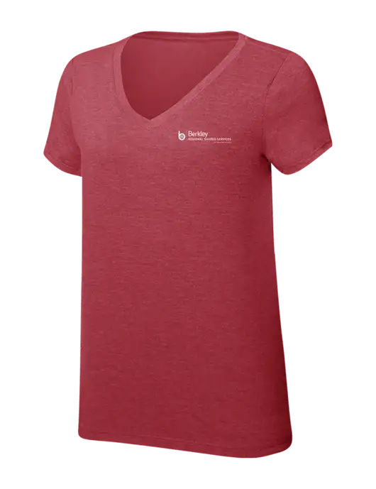 Womens Simply Soft V-Neck Red Frost 4.5oz  Poly/Combed Ring Spun Cotton T-Shirt w/Berkley RSS logo