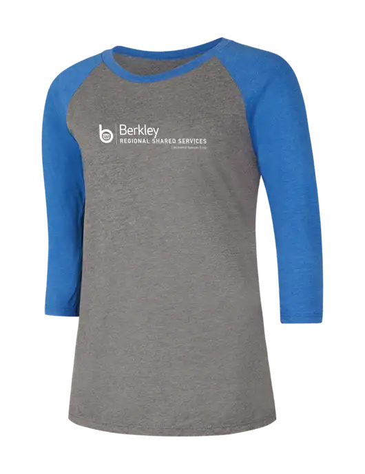 Womens Simply Soft 3/4 Sleeve Royal Frost/Grey Ring Spun Cotton T-Shirt w/Berkley RSS logo