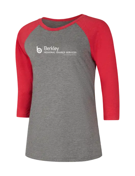 Womens Simply Soft 3/4 Sleeve Red Frost/Grey Frost Ring Spun Cotton T-Shirt w/Berkley RSS logo