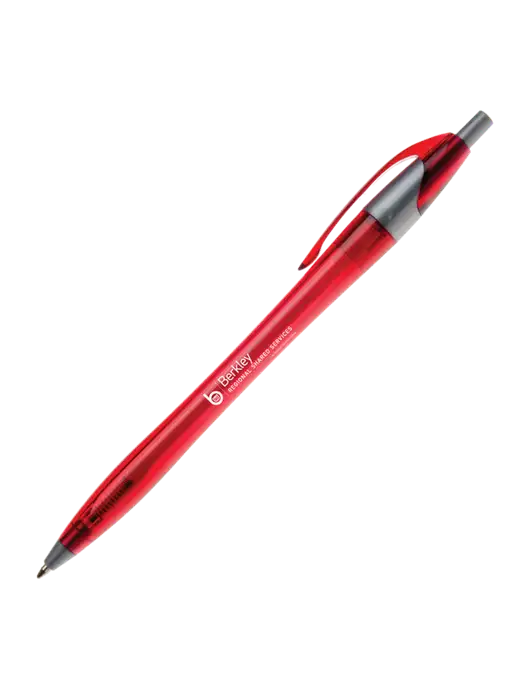 Novella Translucent Red/Silver Jewel Pen - Blue Ink w/Berkley RSS logo